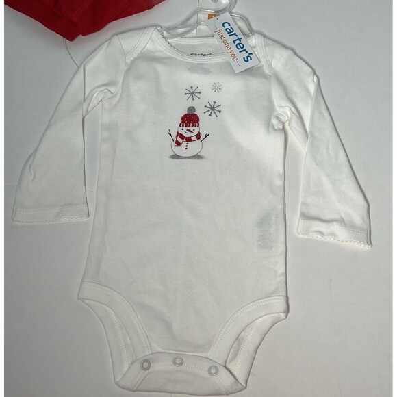 Carter's Red & White Baby Girls Christmas Holiday Snowman Snowflake Tutu Set NEW - Picture 14 of 15